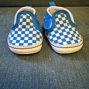 Vans Blue and White Check Slip-On Infant Sneakers